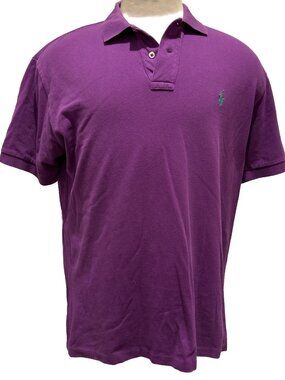 Vintage Polo Ralph Lauren Shirt Mens L Purple Cotton Knit Pony Logo Golf Preppy